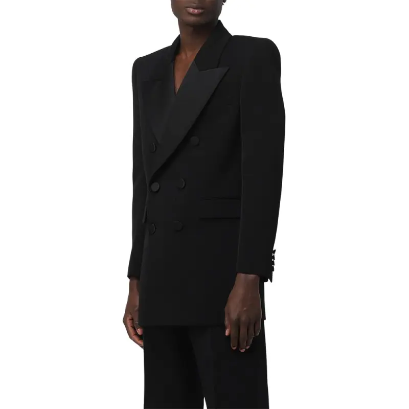 SAINT LAURENT Double breasted Wool Tuxedo Jacket-4