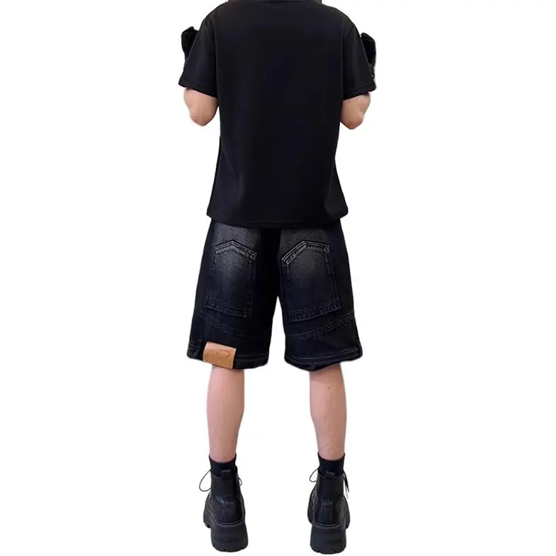 DARK HORSE Denim Shorts Unisex Ink Black-1