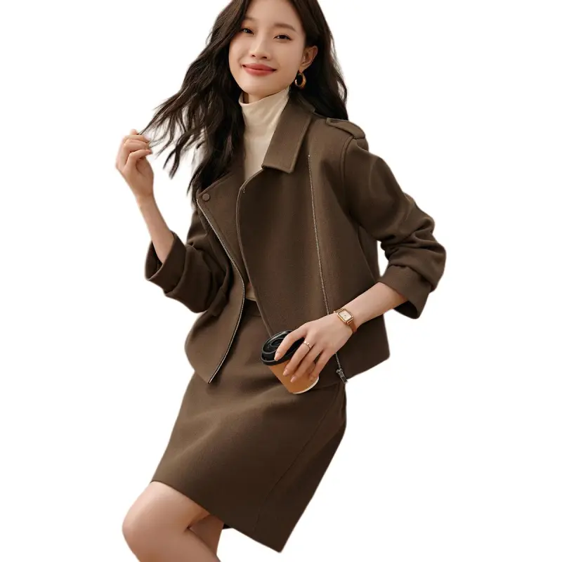 Mo Han Yi Mei Skirt Set Women's Coffee Brown-4