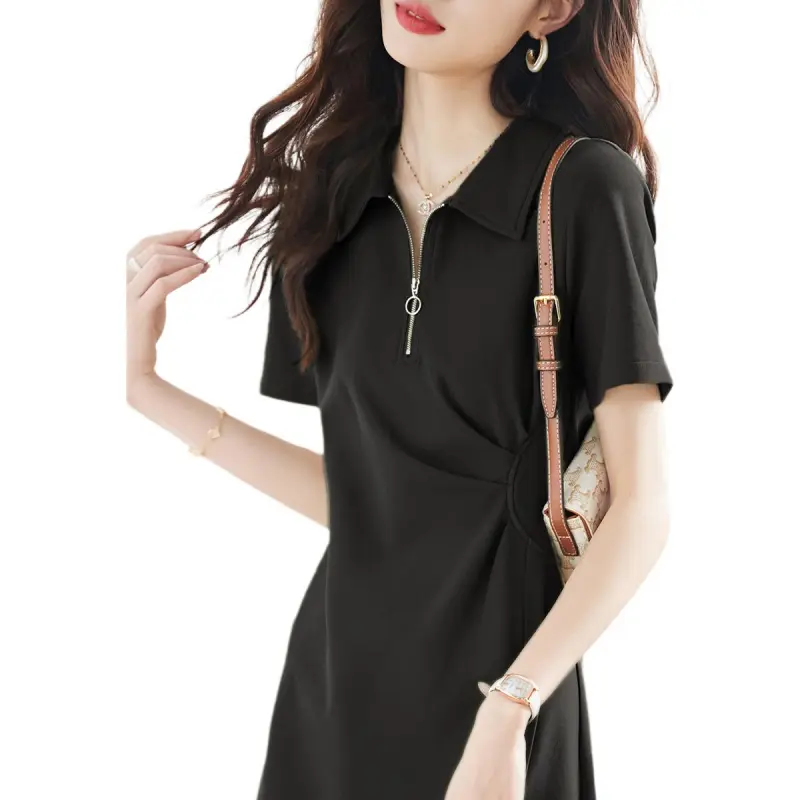 Mo Han Yi Mei Short Sleeved Dress Women's Black-2