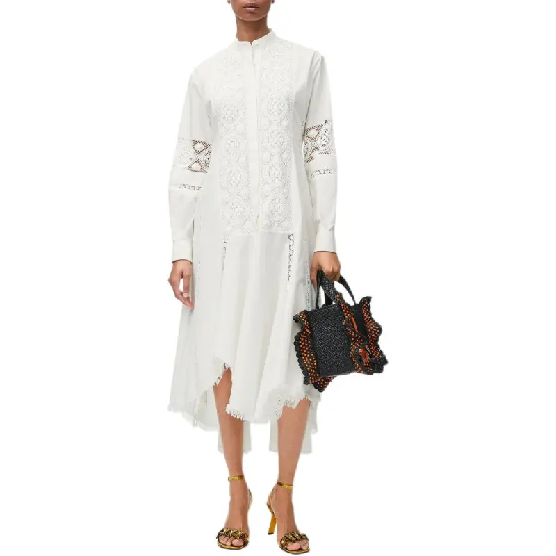 LOEWE Paula's Ibiza SS25 Long Sleeved Dress Women's White-1