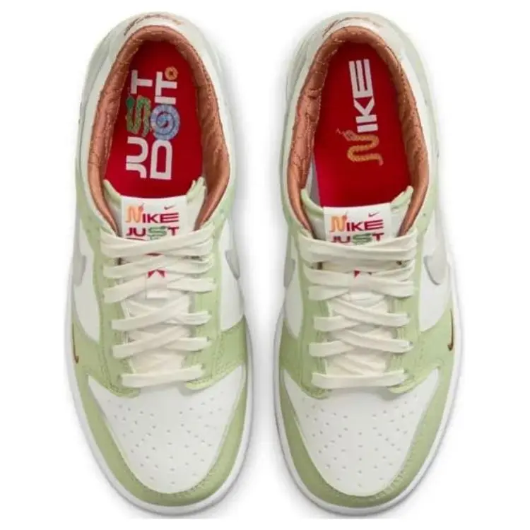 Nike Dunk Anti-Slip Wear-Resistant Low-Top Skateboard Shoes Women's Green White-3