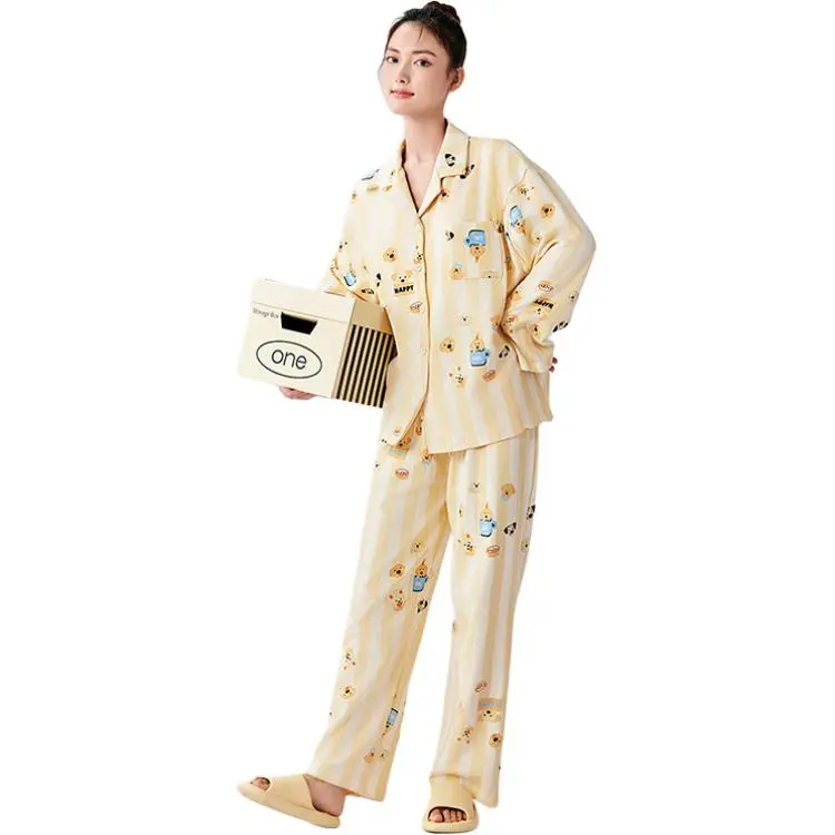 ZAO FU NIAO Pajama Set Women's Cheese Yellow-4
