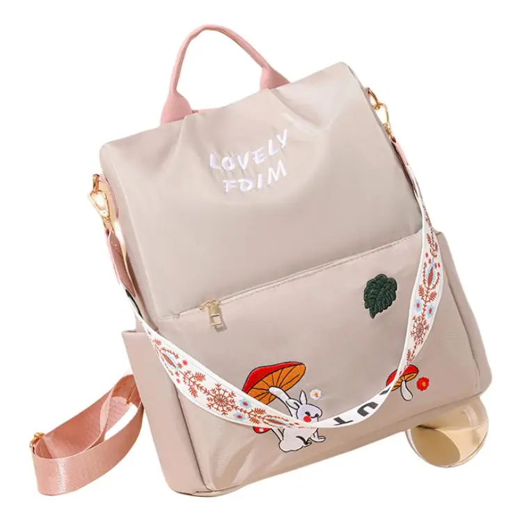 BGAY Nylon Backpack Regular Women's Ecru/Black/Pink-4
