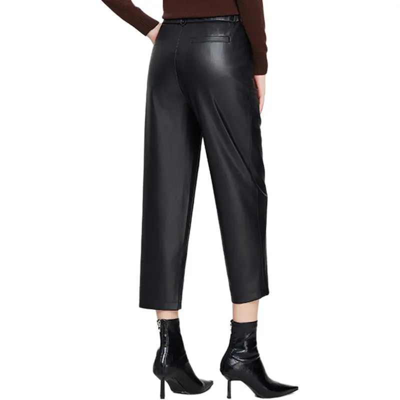 E.BECKY Leather Pants Women's Black-5