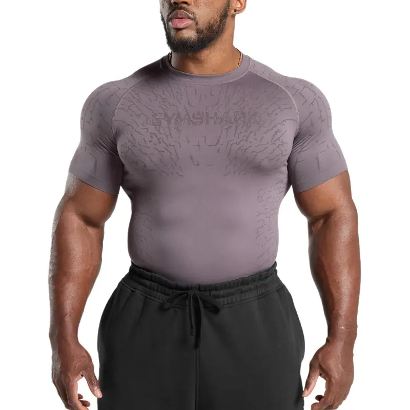 GYMSHARK T Shirt Men's Faux Leather Purple/Gray Purple-1