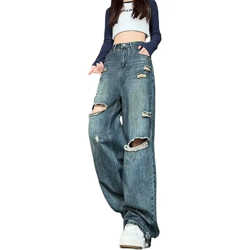 Menglaini Jeans Unisex Blue[Ripped Design]-3