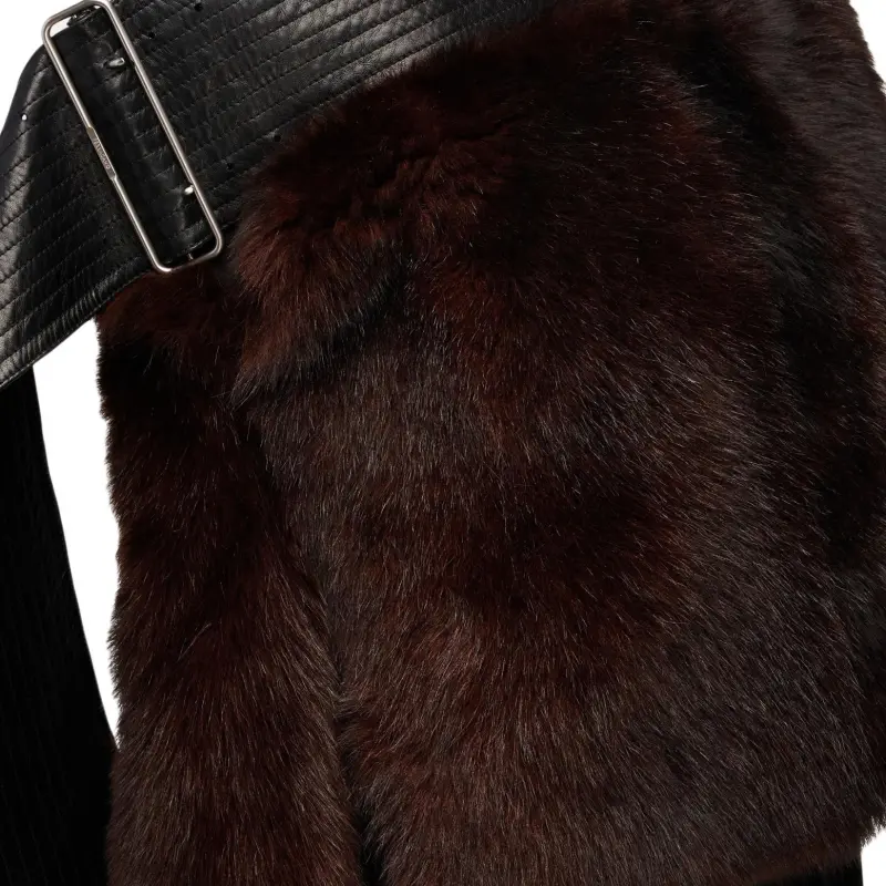Ferragamo Belted Shearling Wraparound Style Cape-6