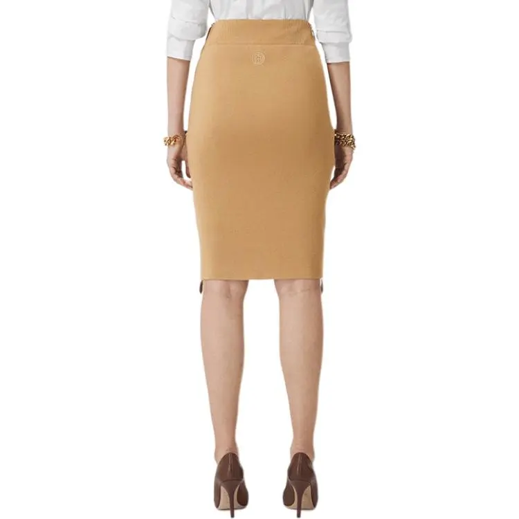 Burberry Leather Long Skirts Women's Camel-2
