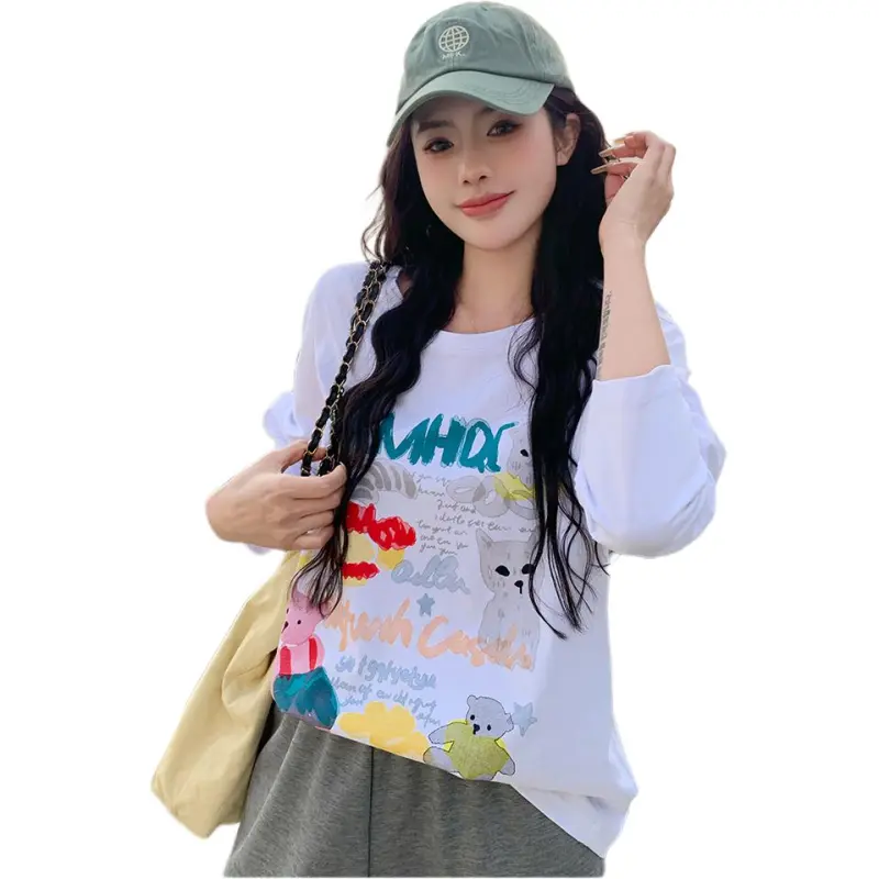 Mu Xiao Xin T Shirt Women's Cute Pet Design White T Shirt-2