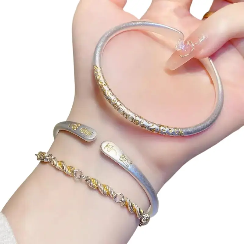 LIUXIN 999 Fine Silver Bangles Women's-1