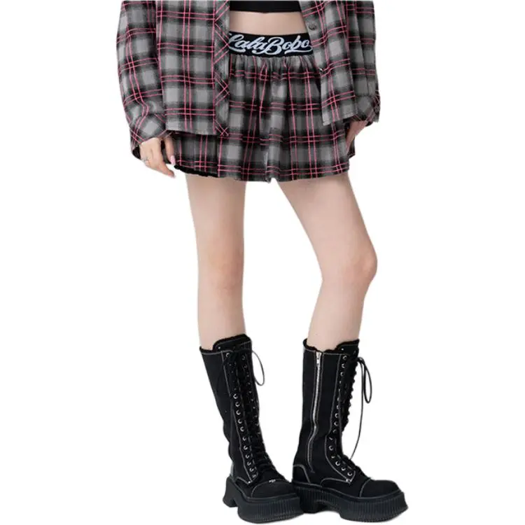 LALABOBO Casual Short Skirts Women's Gray-3