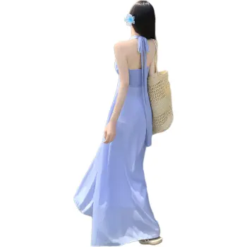 Mu Xiao Xin Sleeveless Dress Women's Snow Crystal Blue
