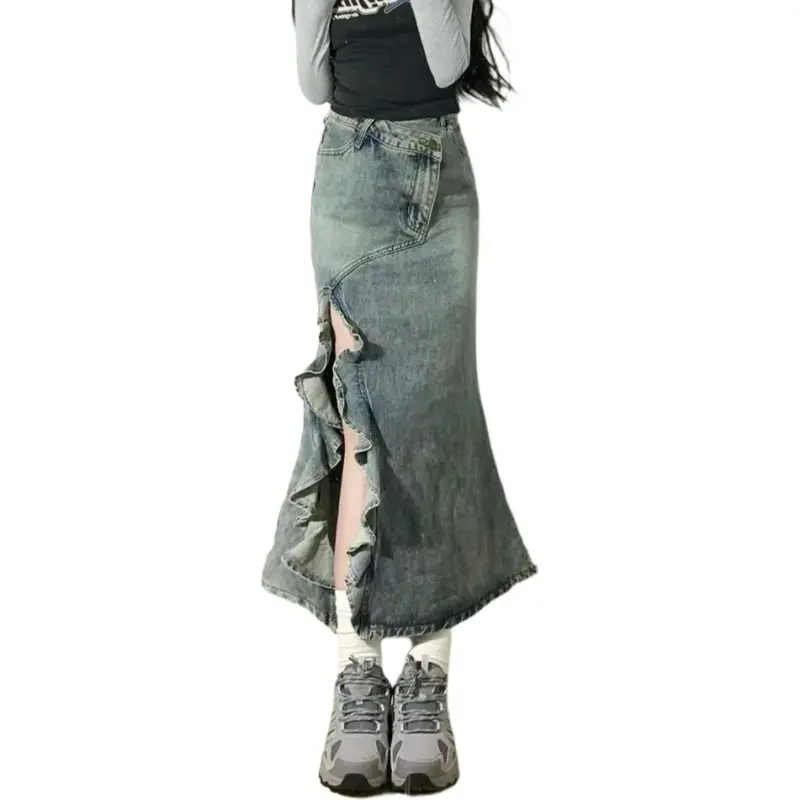 Spicy Gals Denim Long Skirt Women's-7