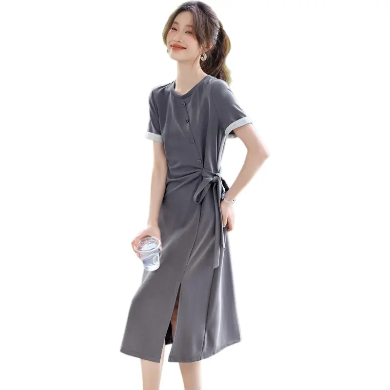 Mo Han Yi Mei Short Sleeved Dress Women's Gull Gray-1