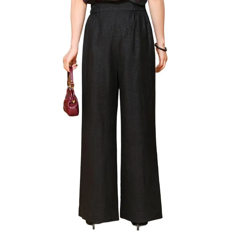 Yi Mengyuan Silk Casual Pants Women's Black-1