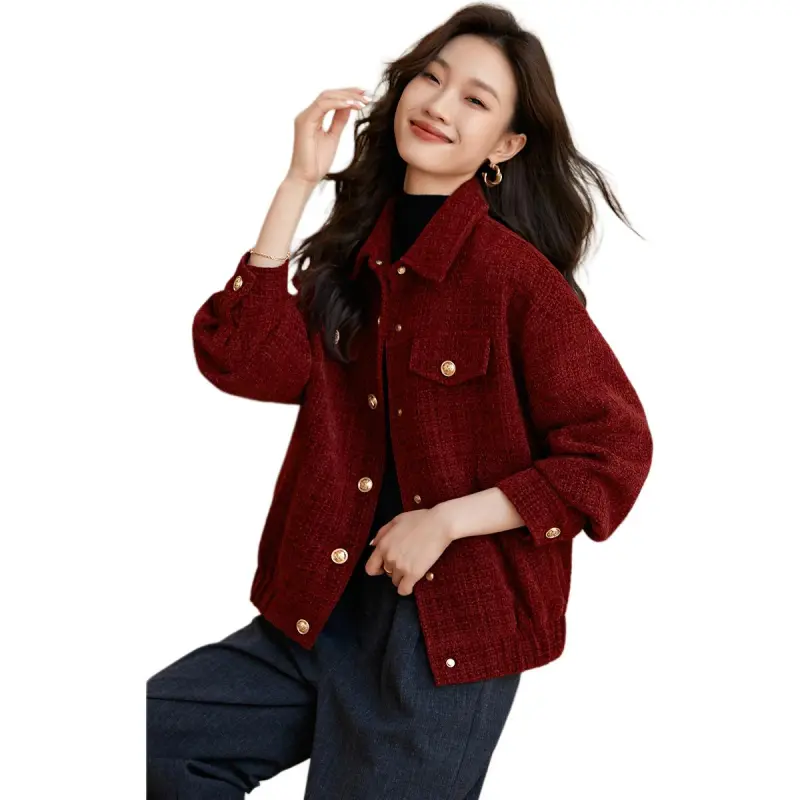 Mo Han Yi Mei Jackets Coats Women's Burgundy-3