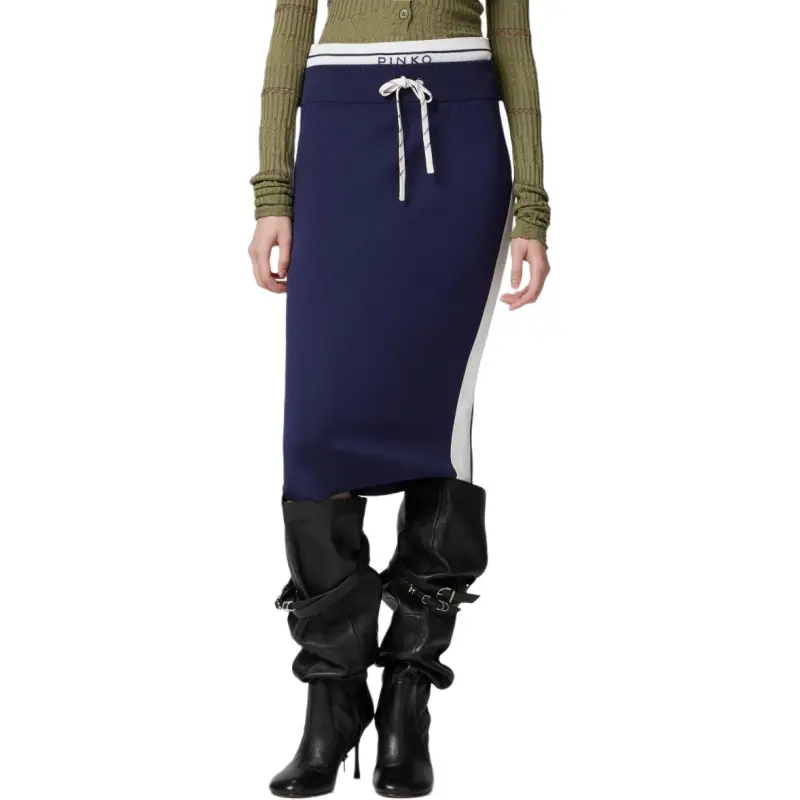 PINKO Marmolada Side Band Detailed Fleece Pencil Skirt-2