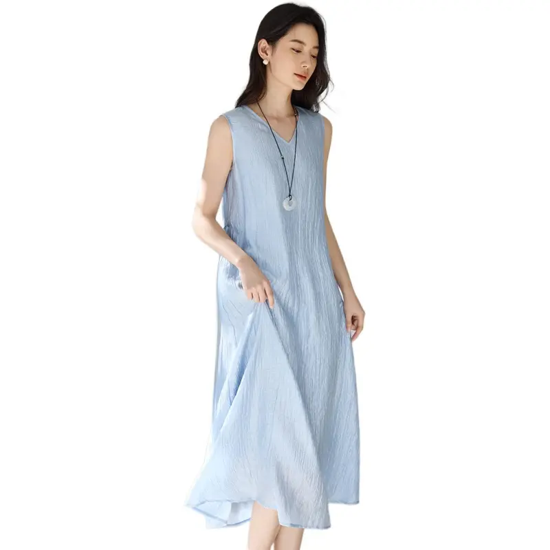 IHIMI Sleeveless Dress Women's Waterfall Blue-3