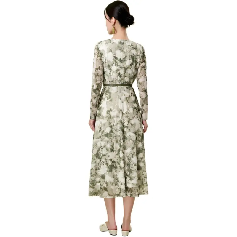 BBLLUUEE Long Sleeved Dress Women's Twilight Green-1