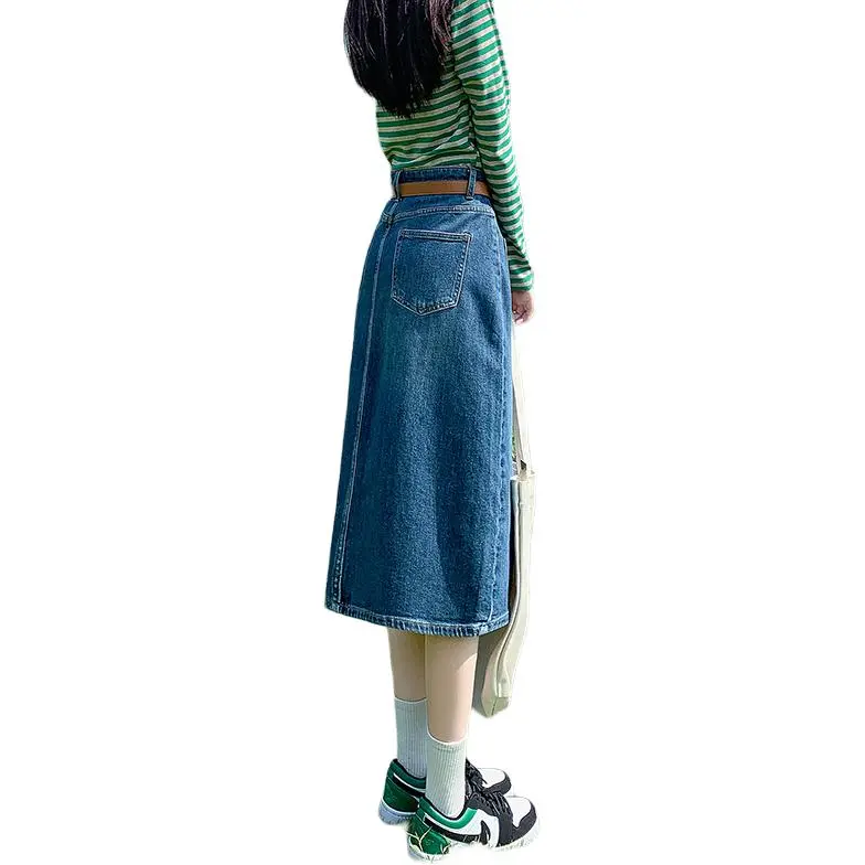 ZAZN Denim Long Skirts Women's Dark Blue-1