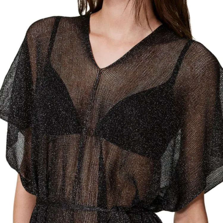 TWINSET MILANO SS25 Shawl Wrap Skirt Women's Black-4