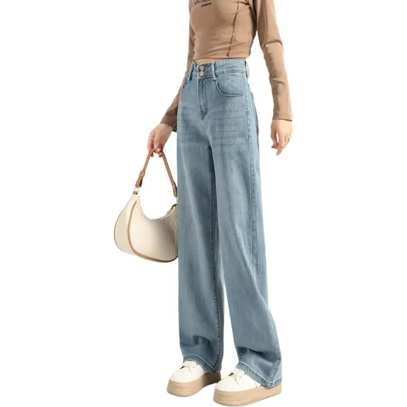 FAWENXIANGZI Jeans Women's Light Blue-2
