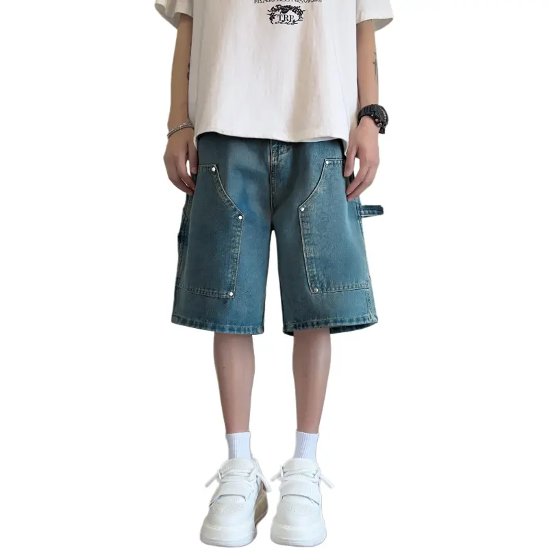 OPMO Denim Shorts Unisex Blue-3