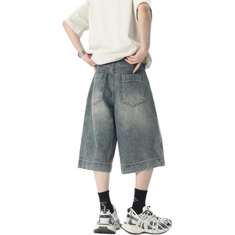 DUNHUANG ART INSTITUTE Denim Shorts Unisex Nostalgic Blue-1