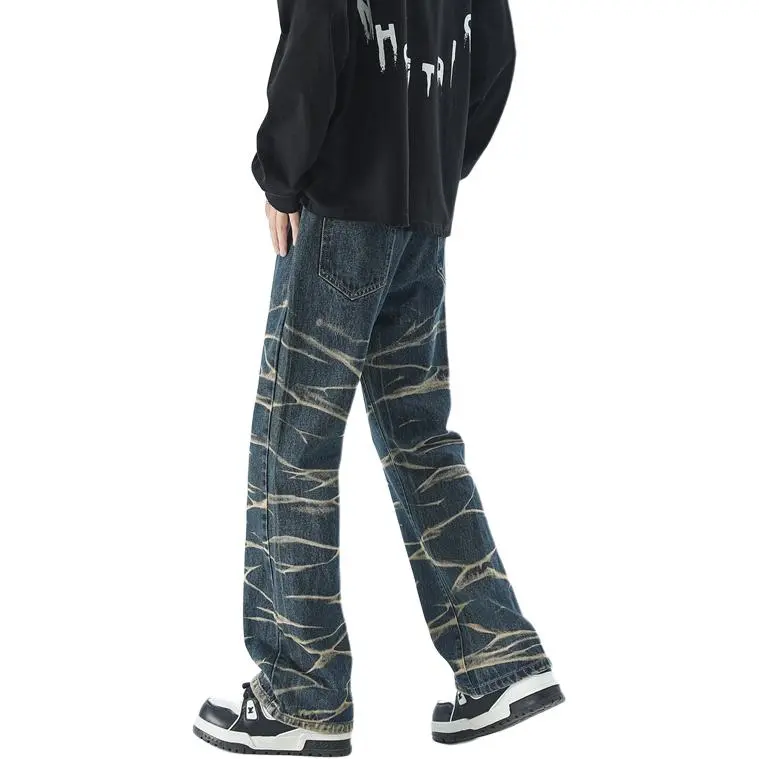Small Columns Under The Sea Jeans Unisex Nostalgic Blue-11