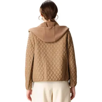 FENHONGMALI Puffer Jacket Women's Light Coffee