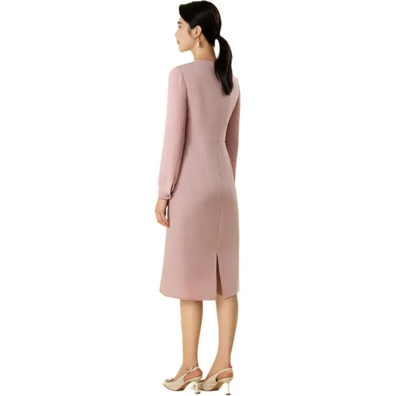 BBLLUUEE Long Sleeved Dress Women's Rose Pink-1