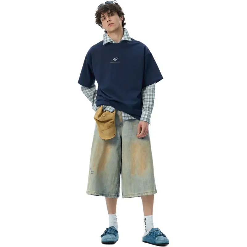 JHYQ Denim Shorts Unisex Blue-3
