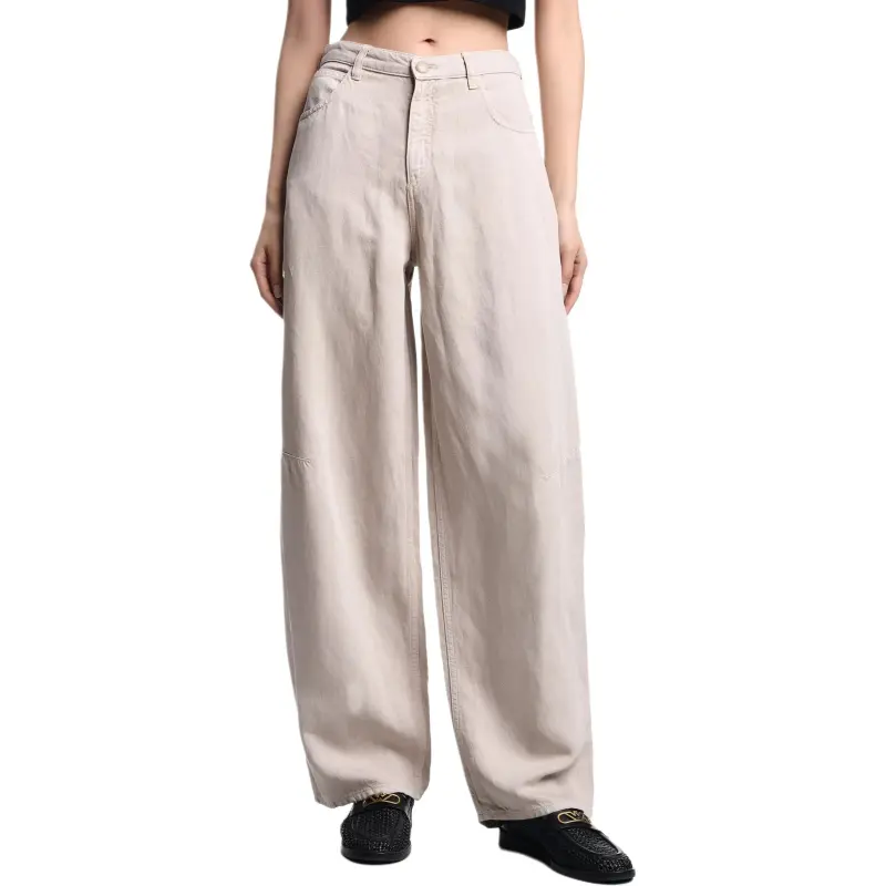EMPORIO ARMANI Asv J3F Garment dyed Lyocell And Linen Jeans With A Balloon Hem-1