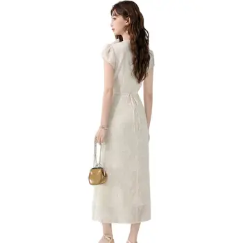 SNZX Short Sleeved Dress Women's Apricot
