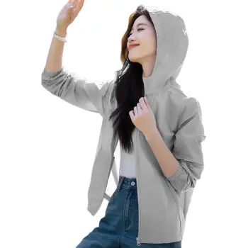 Mo Han Yi Mei Cropped Coat Women's Light Gray