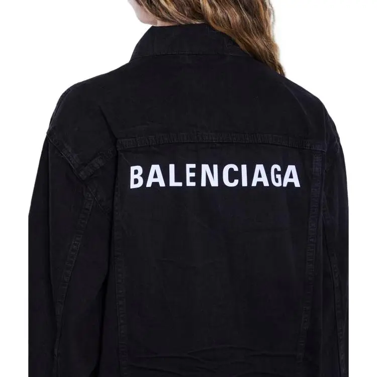Balenciaga Collared Button Up Denim Jacket-2