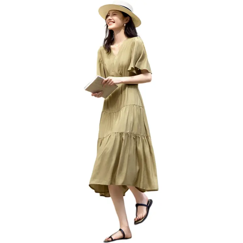 XWI Short Sleeved Dress Women's Gray Green-1