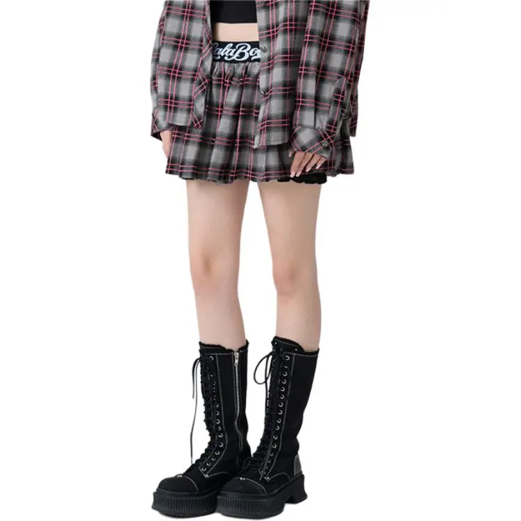 LALABOBO Casual Short Skirts Women's Gray-4