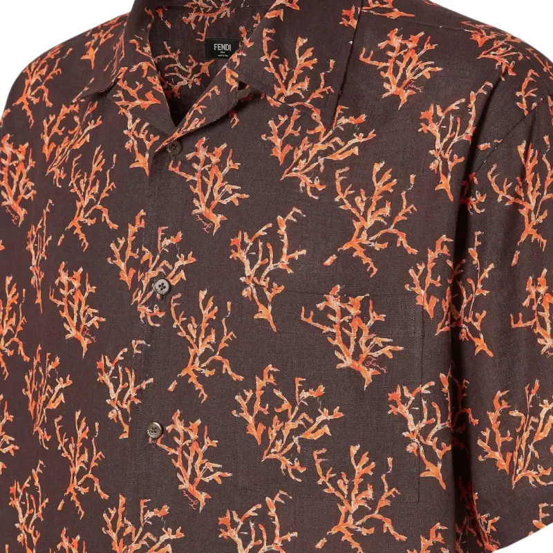 FENDI Shirts Men Brown-2