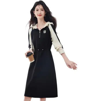 XINFEIYU Long Sleeved Dresses Women's Black