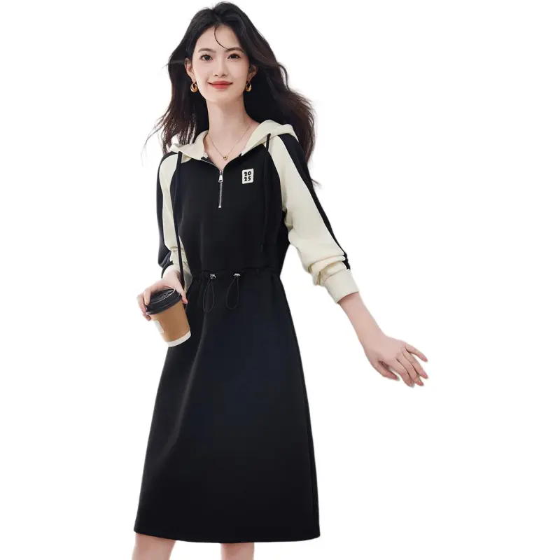 XINFEIYU Long Sleeved Dresses Women's Black-1