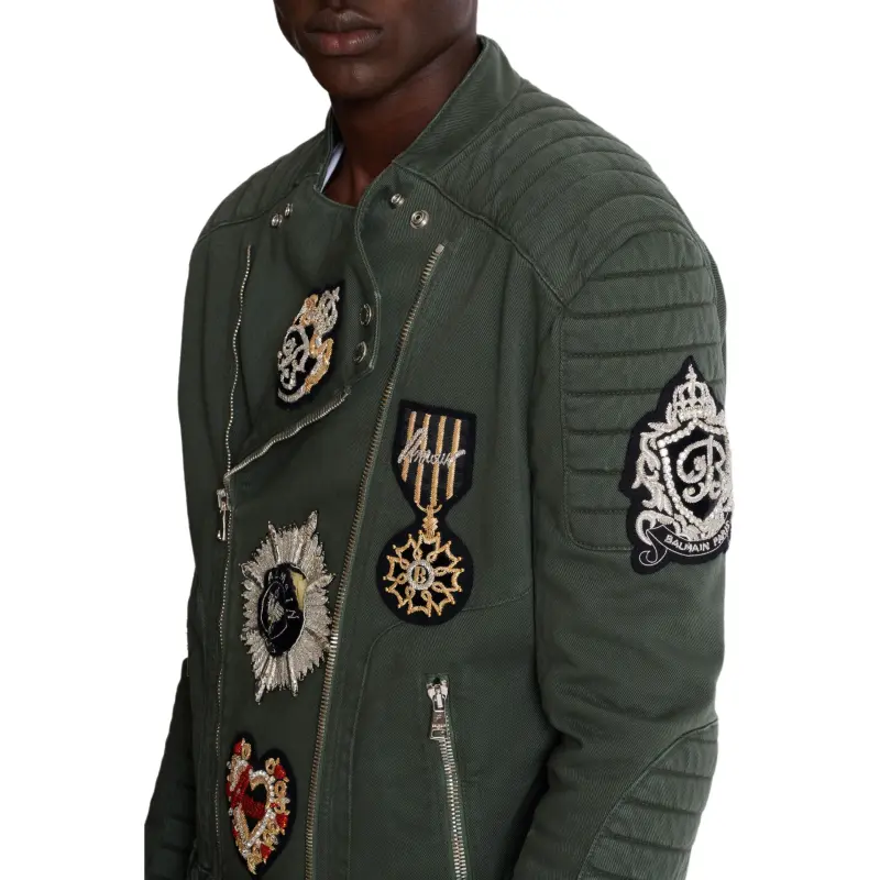 BALMAIN Patch Detailed Long Sleeved Biker Jacket-8