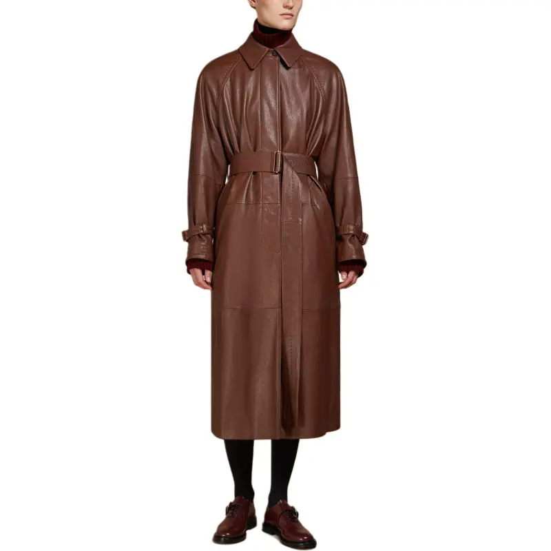 MaxMara Bellico Collection Leather Jacket Women's Brown-1