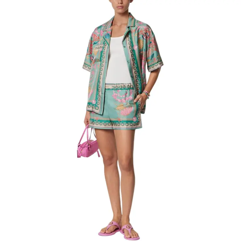 VERSACE Underwater Barocco Silk Shorts-1