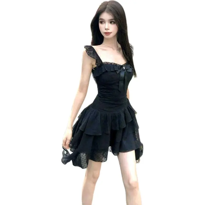 Mu Xiao Xin Slip Dresses Women's Black-2