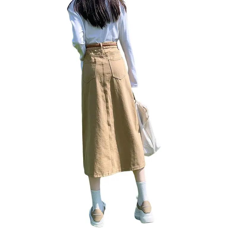 ZAZN Denim Long Skirts Women's Dark Blue-29