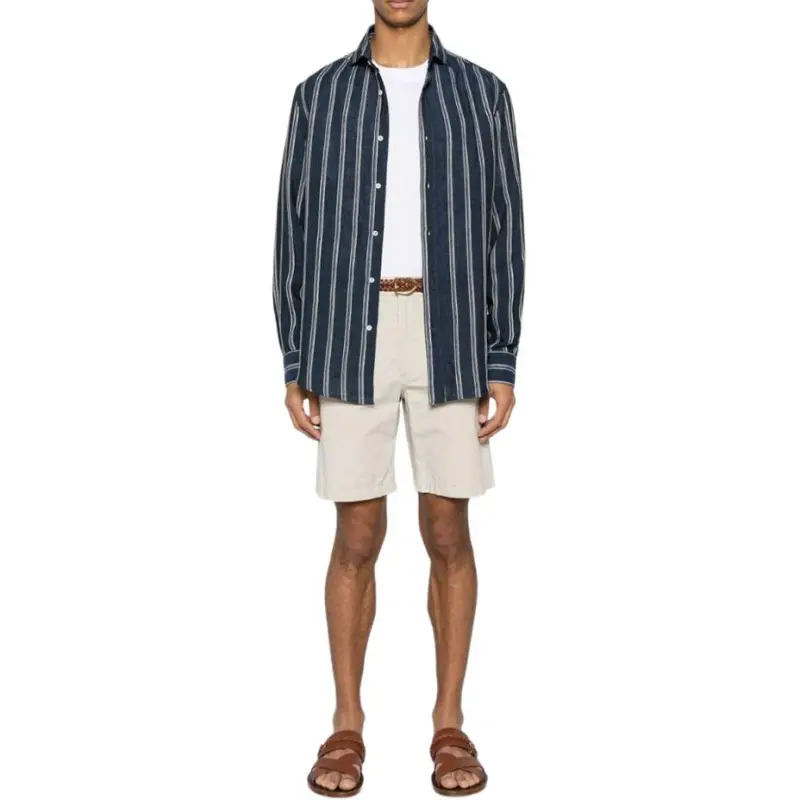 Brunello Cucinelli Striped Chambray Linen Shirt-1