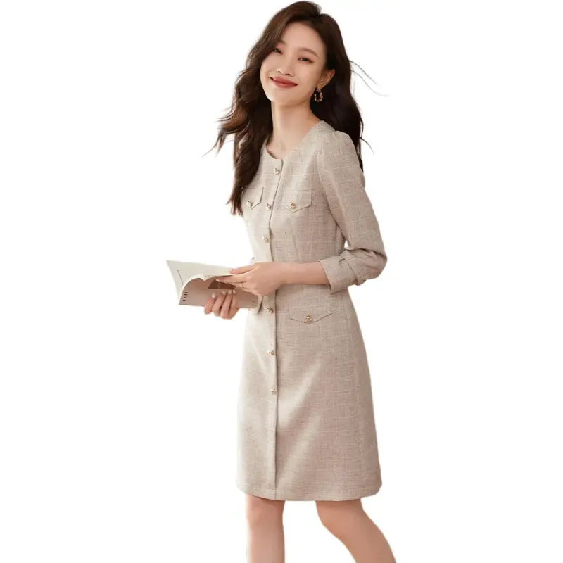 Mo Han Yi Mei Long Sleeved Dress Women's Oat-4