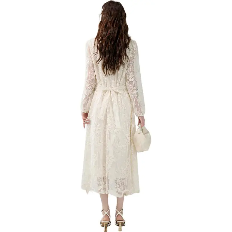 ETSE Long Sleeved Dress Women's Apricot-0